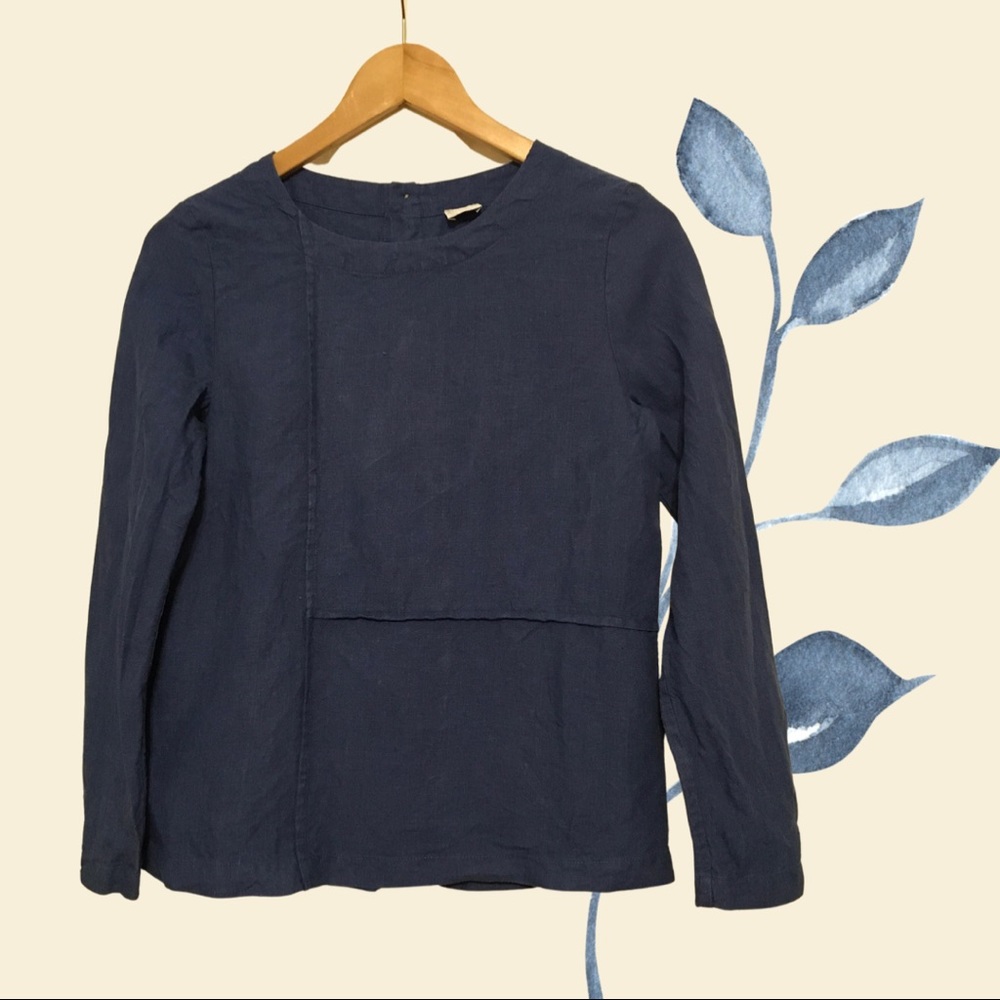 Indigo Linen Top